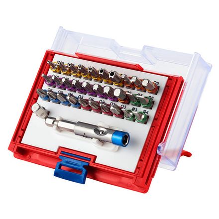 Цена на МАСТАК (058-10032C) Набор вставок (бит) 1/4", TORX, HEX, Pozidriv, Phillips, Slotted, 32 предмета