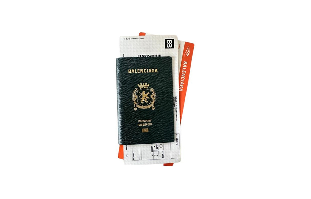 Balenciaga Semi Matte Soft Textured Calfskin Passport Holder Men"s Green