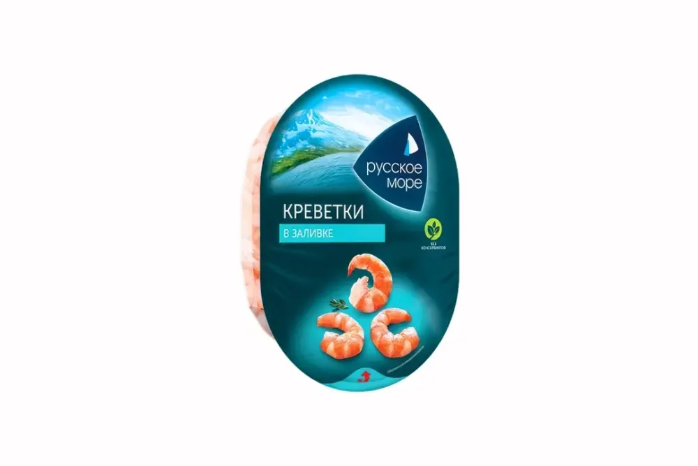 Мясо креветки белоногой Ваннамей Русское море Королевская в заливке 180гр без шк, шт