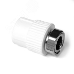 Муфта комбинированная 20x1/2' ВР, накидная гайка, полипропиленовая PPR белая