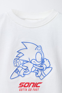 ZARA ФУТБОЛКА С ПРИНТОМ SONIC AND SHADOW © SEGA, БЕЛЫЙ