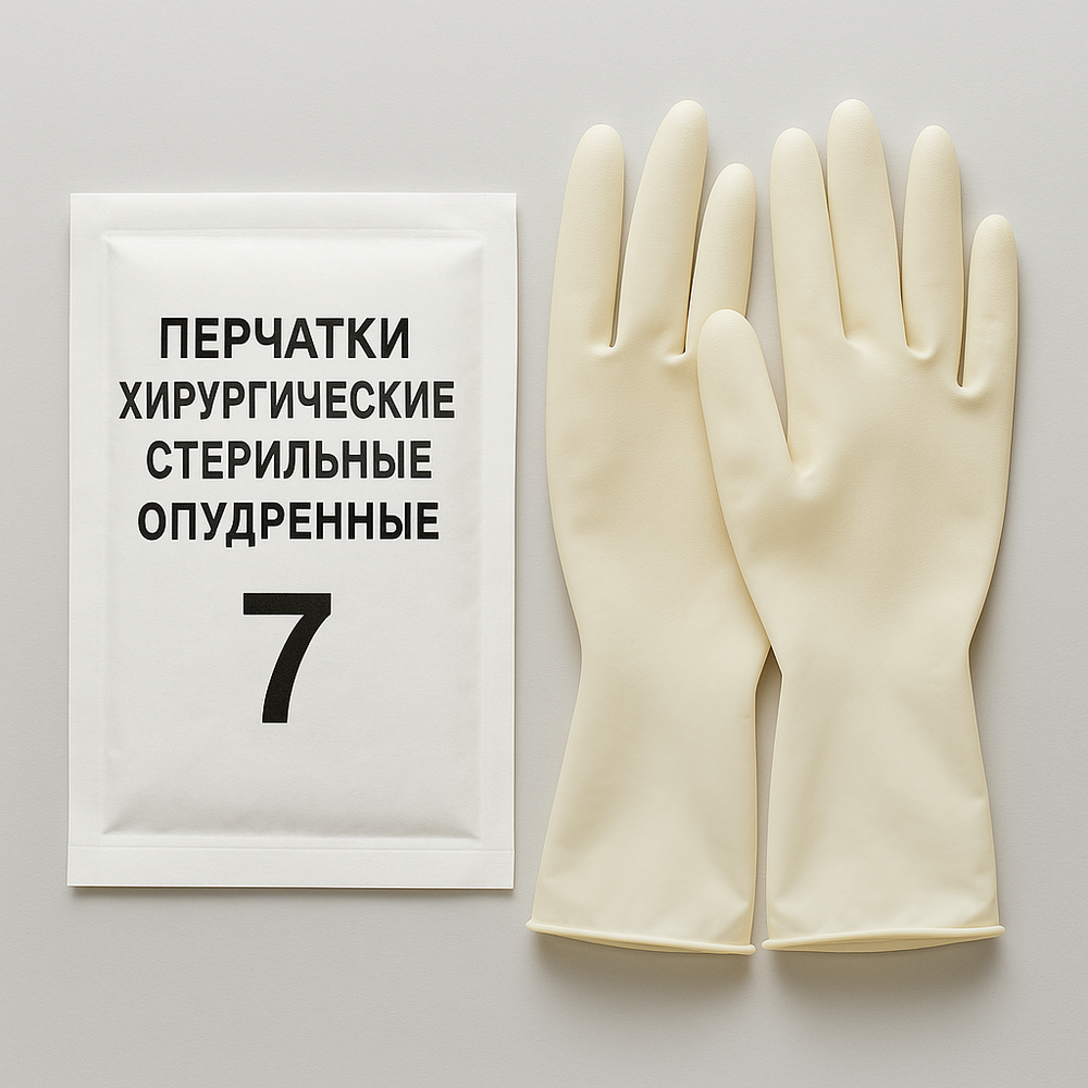 Перчатки хирургические стерильные опудренные размер 7