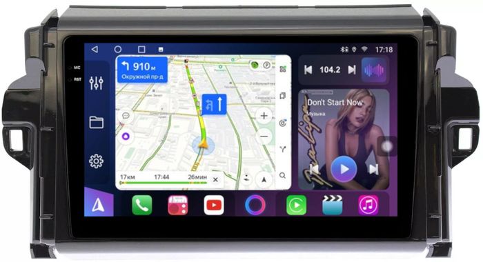 Магнитола для Toyota Fortuner 2015-2022 - FarCar S500-TS10 монитор 9.5" QLED на Android 14, Быстрая, CarPlay, 4G SIM-слот