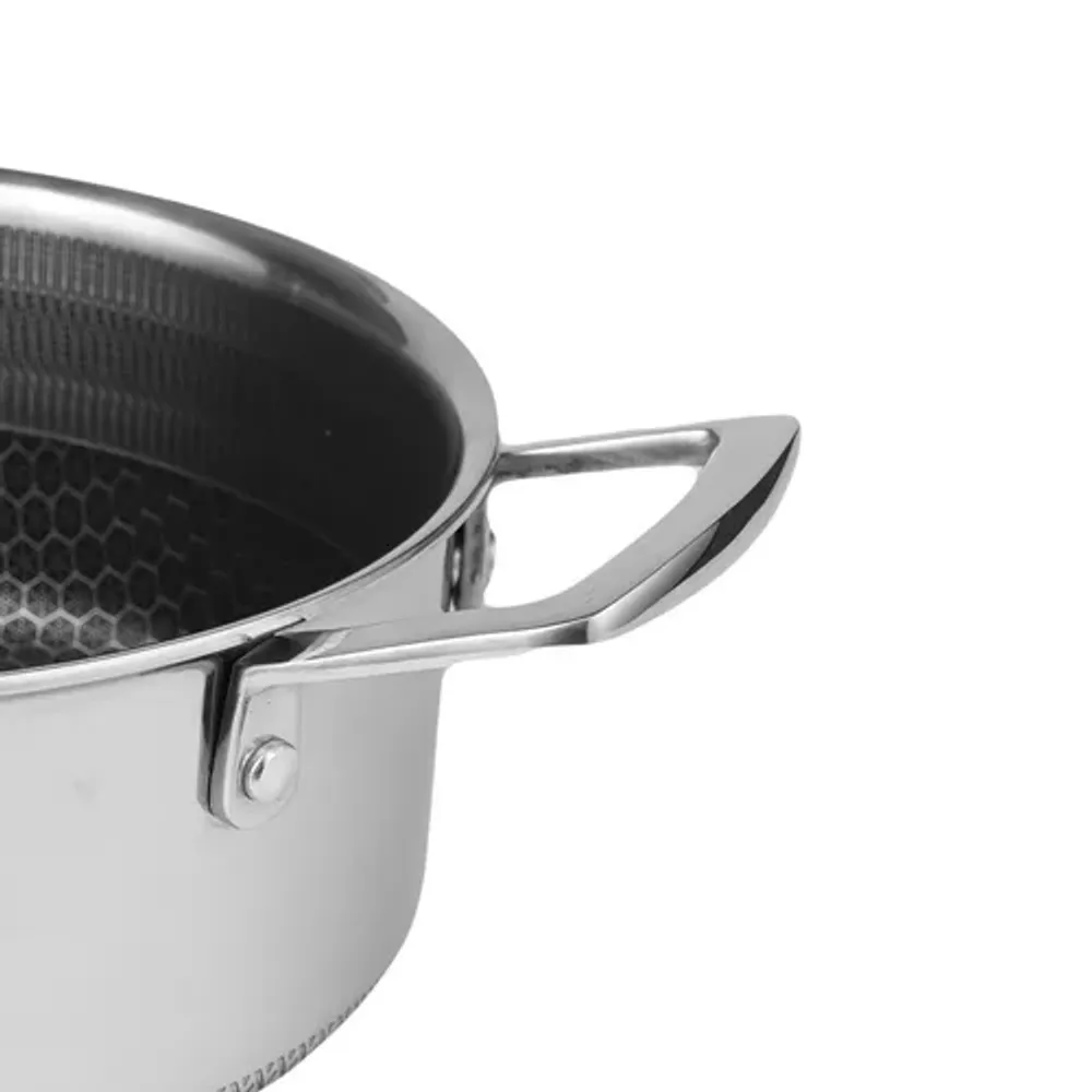 Кастрюля 4,6 л 24/21,5*17 см с крышкой New Kitchen Honeycombs нерж. с антиприг. покр. ИНДУКЦИЯ
