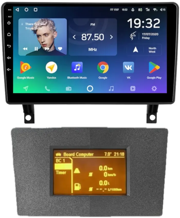 Магнитола для Opel Antara 2006-2015 (перенос БК вниз, серая) - Teyes CC2 PLUS монитор 9" QLED, Android 10, Быстрая, SIM-слот