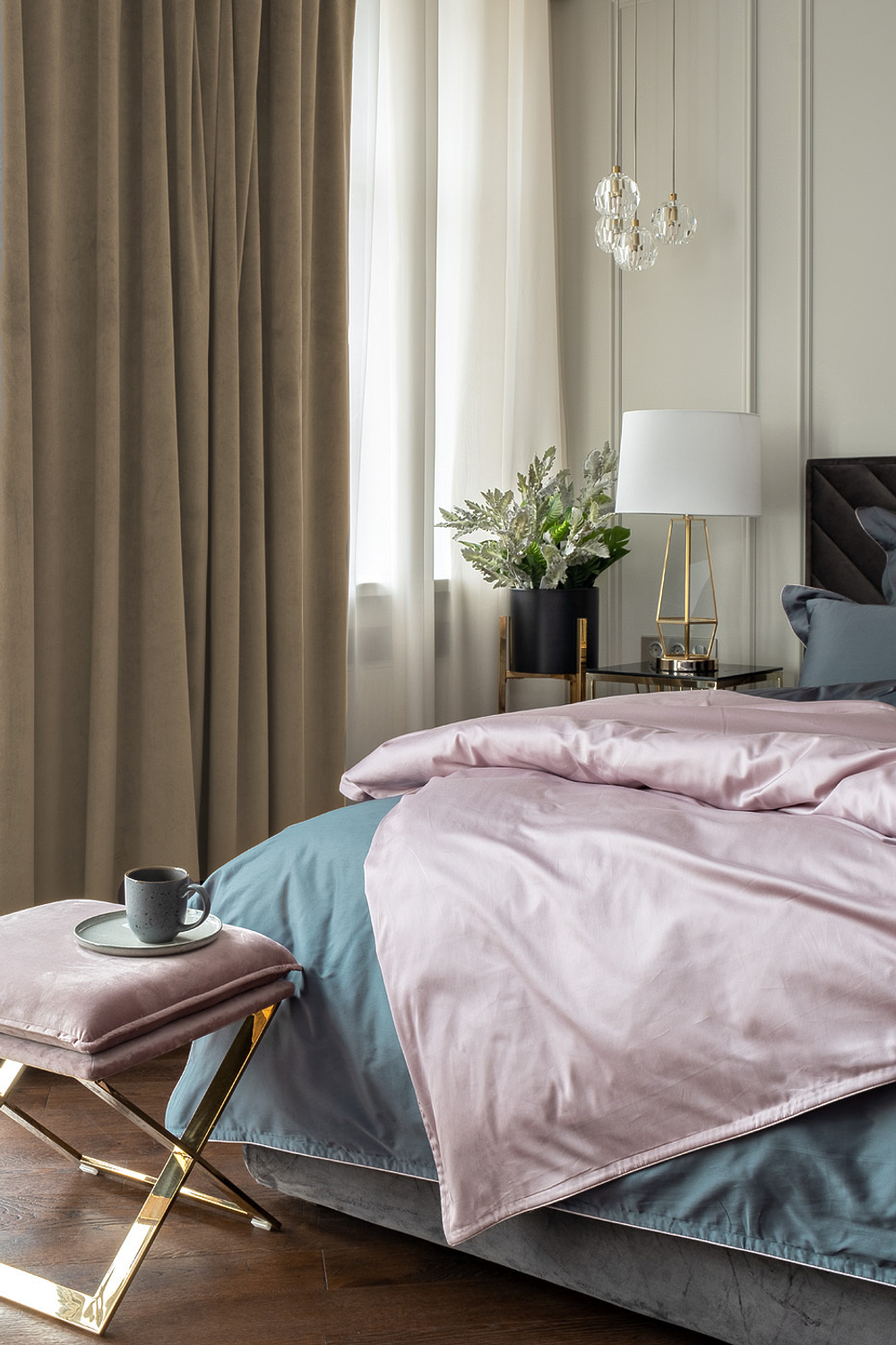 Ткань Портьера широкая с подкладом сшивная 260x275 Garda Decor Riviera-91 серая Серый