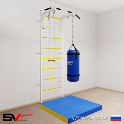 Шведская стенка Sv Sport 5127 (Турник стандарт/Трапеция/Цепь/Мешок 30кг/Мат 1м)