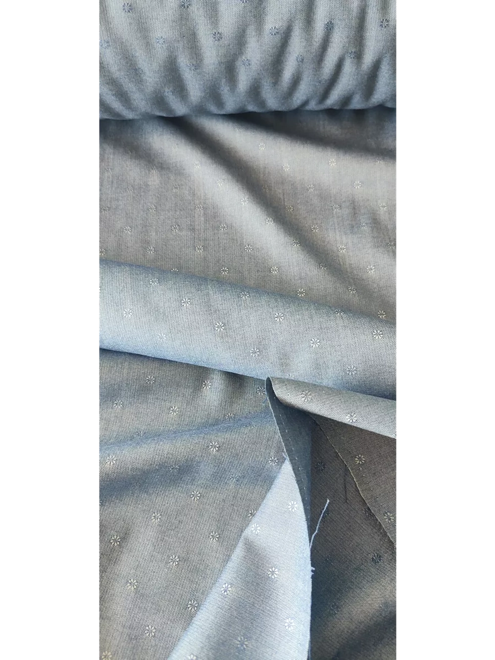 Ткань плательная Поливискоза серо-синяя (отрез 1,2 метра)