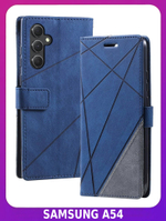 Дизайнерский чехол-книжка из кожи для SAMSUNG GALAXY A54 с отделом для наличных, 3 слотами для карт и подставкой