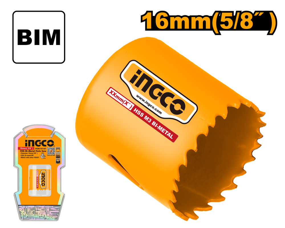 Коронка биметаллическая INGCO HSB10161 16 мм Коронка биметаллическая INGCO HSB10161 16 мм