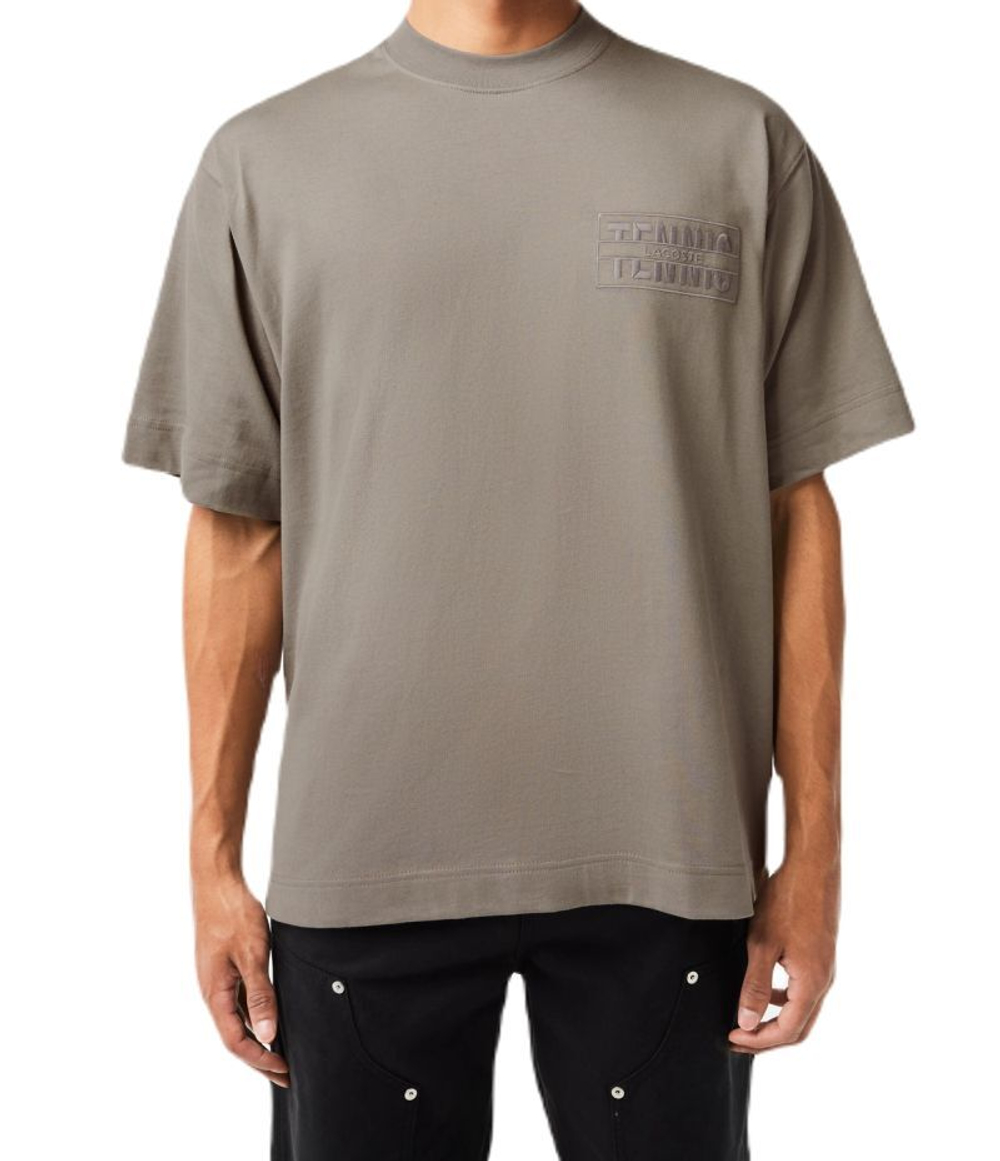 Мужская теннисная футболка Lacoste Embroidered Loose Fit Cotton T-shirt - grey