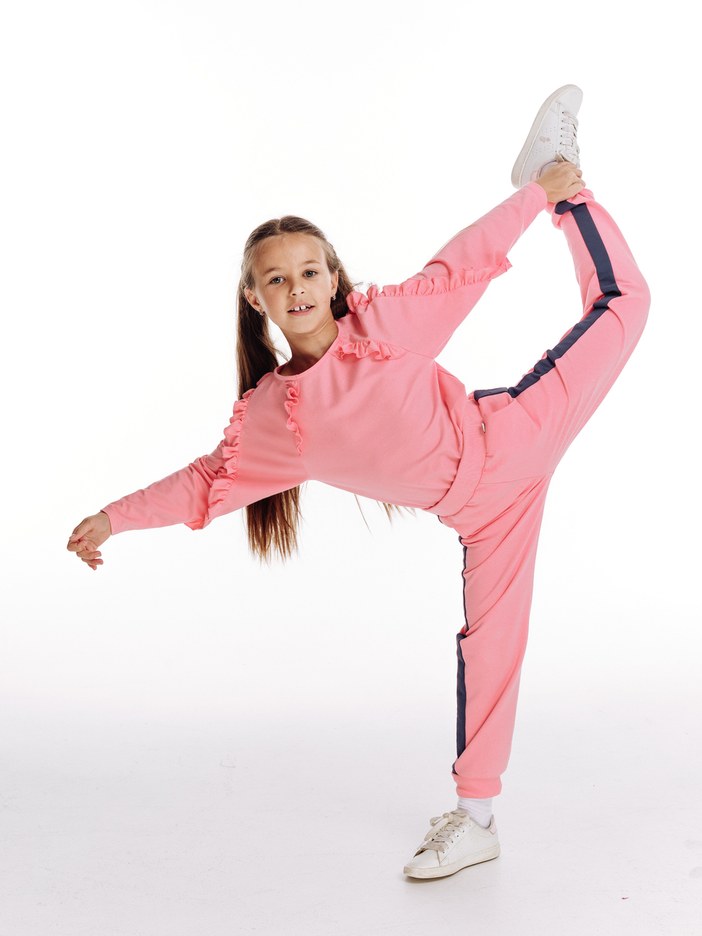 Лонгслив с рюшей PINK