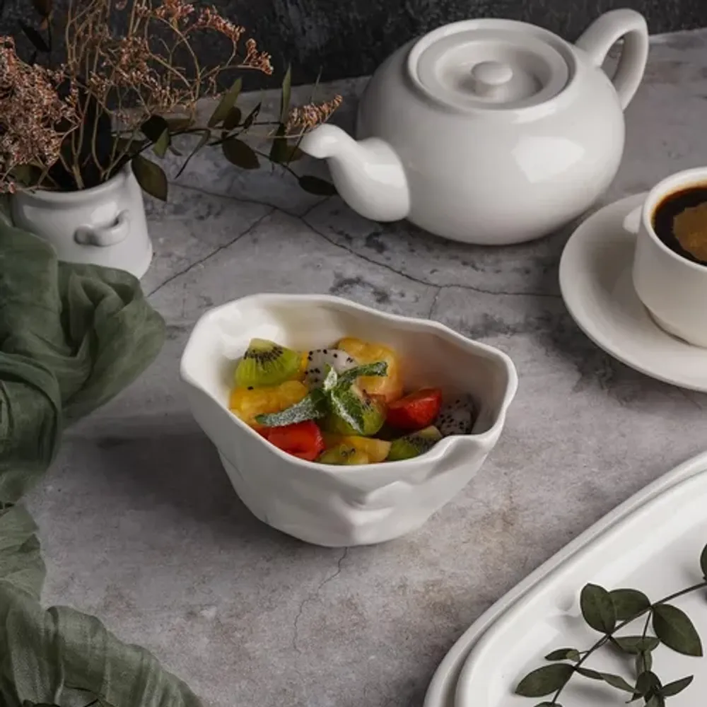 Салатник 450 мл 13*11 см h8 см овальный Crumpled Style белый фарфор P.L. Proff Cuisine [4]