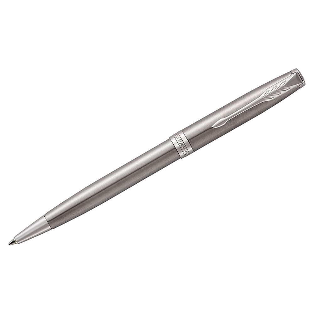 Ручка шариковая Parker Sonnet Stainless Steel CT черная, 1.0мм, корпус серебро, подар.уп.