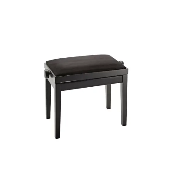 K&amp;M 13900-100-20 банкетка для пианино, мат. чёрн. основание, чёрн. вельвет. сиденье, в. 46-55 см