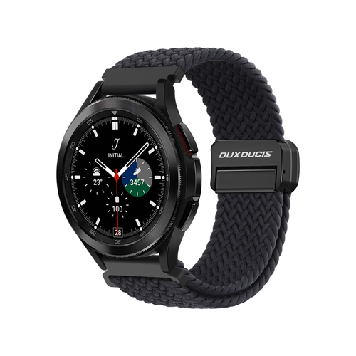 Эластичный ремешок черного цвета (Midnight) от Dux Ducis для смарт часов Samsung Galaxy Watch 45 и 46мм (размер крепления 22мм), серия Strap (Mixture Pro Series)