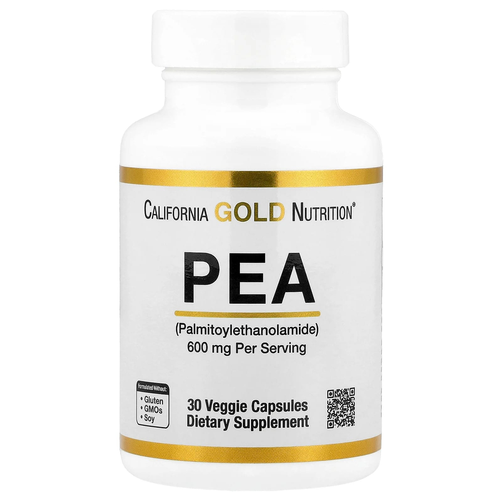California Gold Nutrition, ПЭА (пальмитоилэтаноламид), 30 вегетарианских капсул (300 мг в 1 капсуле)
