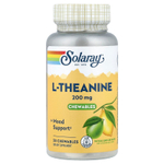 Solaray, L-Theanine Chewables, Natural Lemon Lime, 200 mg, 30 Chewables