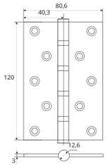 ПЕТЛЯ 120X80X3MM ЛАТУНЬ HG 120*80*3.0-4BB G(G) 2ШТ