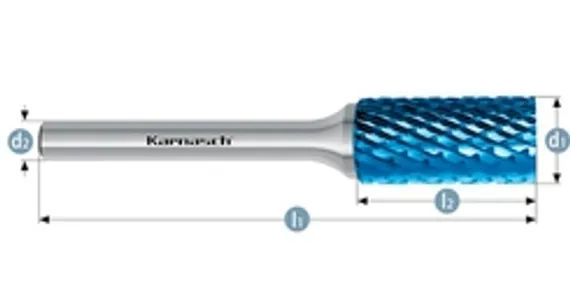 Борфреза твердосплавная Karnasch форма E, 6х10х6х50 мм, насечка HP-6, покрытие Blue-Tec, арт. 11.5044-020