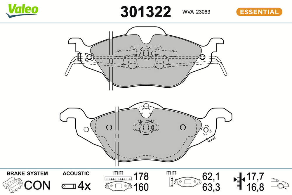 VALEO - 301322-VAL - Komplet plocica, disk-kocnica