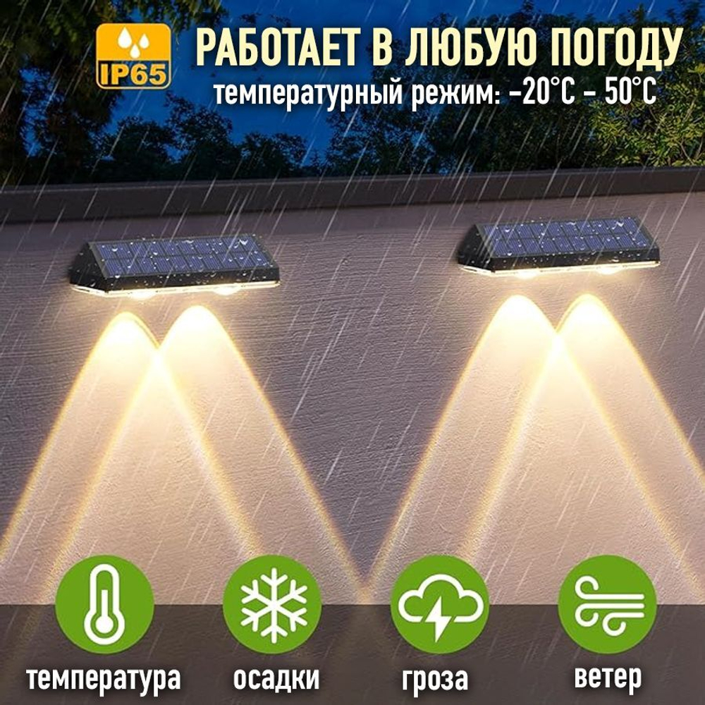 Фасадный светильник на солнечном аккумуляторе (2 шт. в уп.)