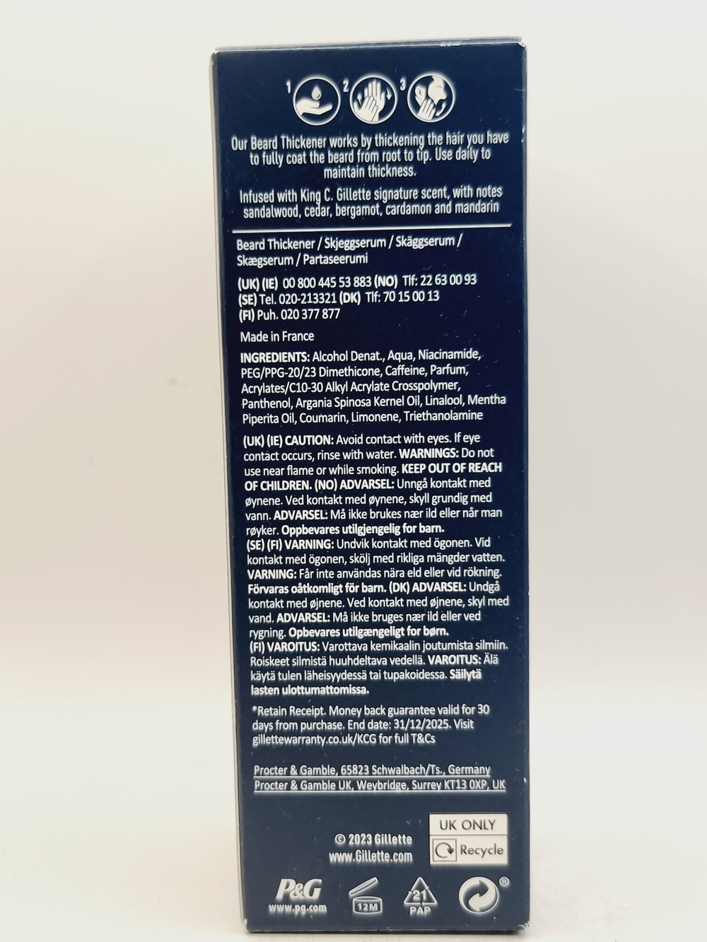 Сыворотка спрей для бороды Gillette King C. Gillette, с витамином В и кофеином 50 мл (Из Финляндии)