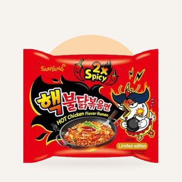 Лапша быстрого приготовления Samyang Buldak 2x Spicy Extreme Hot Chicken со вкусом курицы в остром соусе, 140 г (Корея)