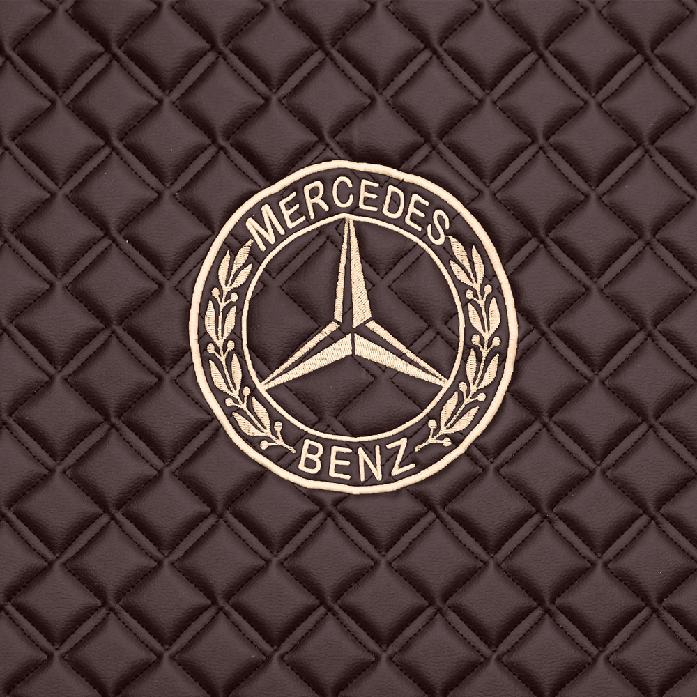 Ковры MERCEDES Actros MP3 (автомат) с шахтой (экокожа, коричневый, черный кант, бежевая вышивка)