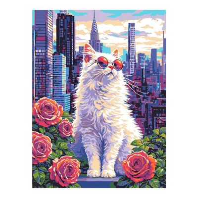 Картина по номерам холст на подрамнике 30*40 см "Белый котик" (Lori)