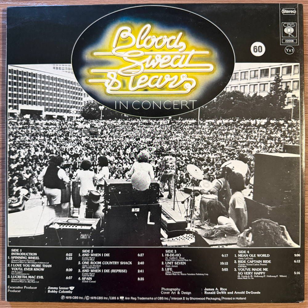 Blood, Sweat & Tears Featuring David Clayton-Thomas – In Concert 2LP (Голландия 1976г.)