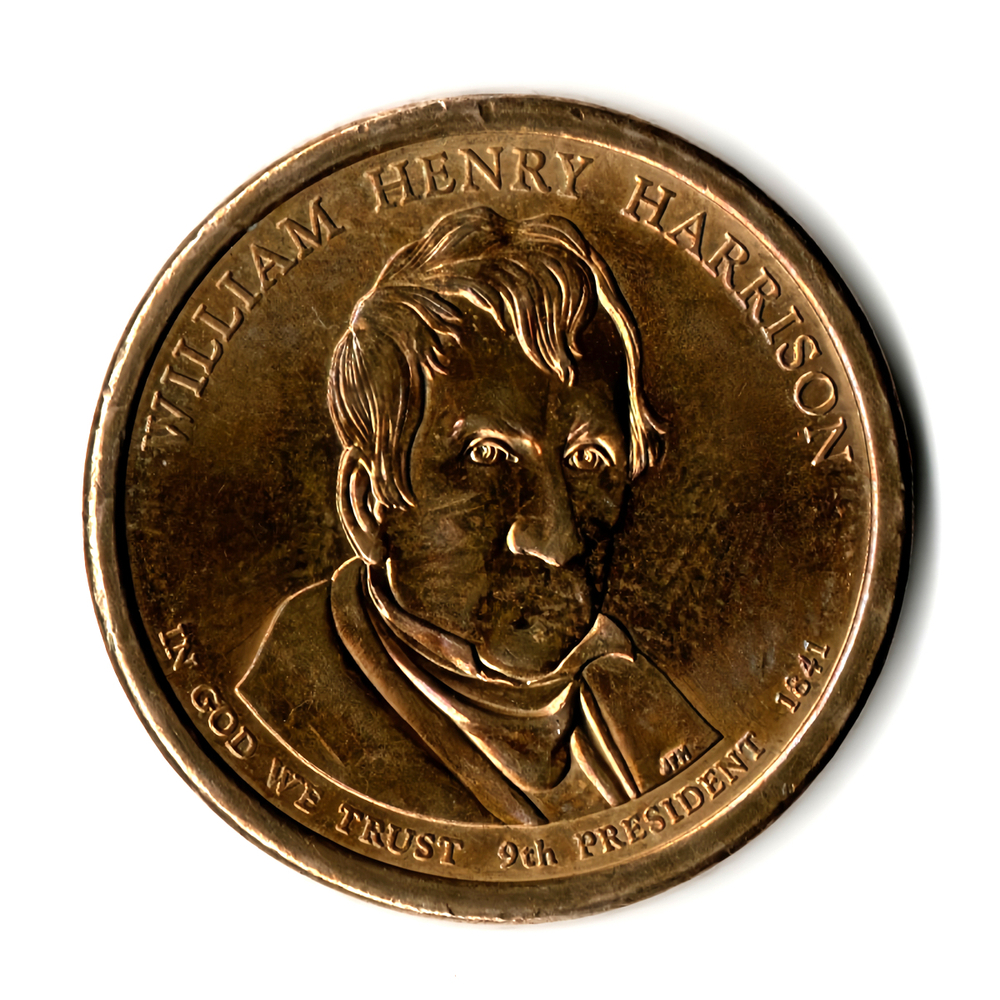1 доллар 9-й президент США. Уильям Генри Гаррисон. 2009 год. XF-AU