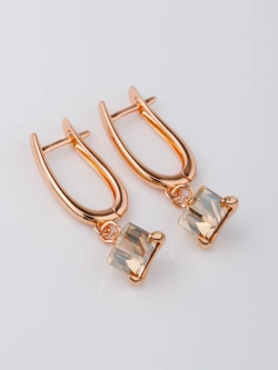 Серьги-подвески Миражи с кристаллом Swarovski цвета шампань