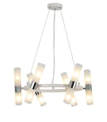 Люстра подвесная Rilon 74784/12R WHITE+CHROME, 12×40 Вт, хромированная и белая