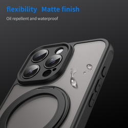 Матовый черный чехол с магнитным поворотным кольцом для iPhone 16 Pro, поддержка MagSafe