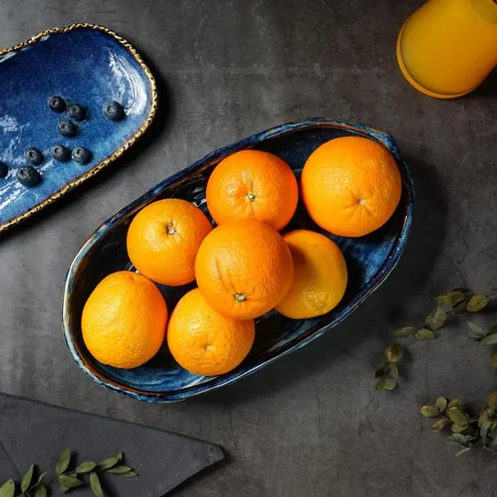 Блюдо овальное 35*20,5 см h6 см глубокое 2 л Aqua Blue Style Buffet P.L. [1]