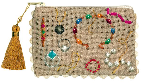 Набор для вышивания нитками Le Bonheur des Dames, косметичка Bijoux (Бижутерия), 12х8 см