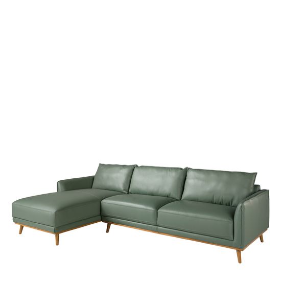 Угловой диван с левым шезлонгом 6200/5607-L-M5677 Angel Cerda из зеленой кожи