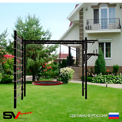 Уличная шведская стенка Sv Sport рукоход с комплектом турник прямой У5234.1 (Турник/Брусья/Гнездо 100см/Сетка)