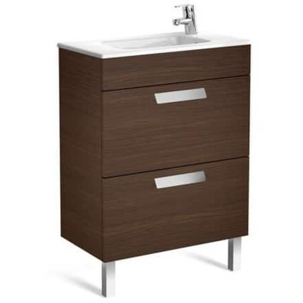 Тумба ROCA DEBBA 600 2 ящика, венге (ZRU9302707) с раковиной ROCA DEBBA UNIK (732799H00Y)