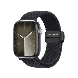 Эластичный ремешок черного цвета (Midnight) от Dux Ducis для смарт часов Apple Watch размером 42, 44, 45, 46, 49MM, серия Strap (Mixture Pro Series)