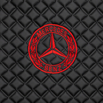 Ковры MERCEDES Actros MP3 (автомат) с шахтой (экокожа, черный, красный кант, красная вышивка)