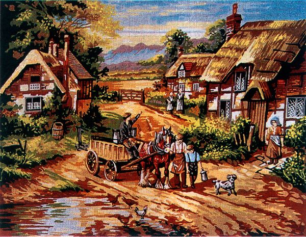 Рисунок для вышивания Soulos (канва жесткая), Село, 60х75 см