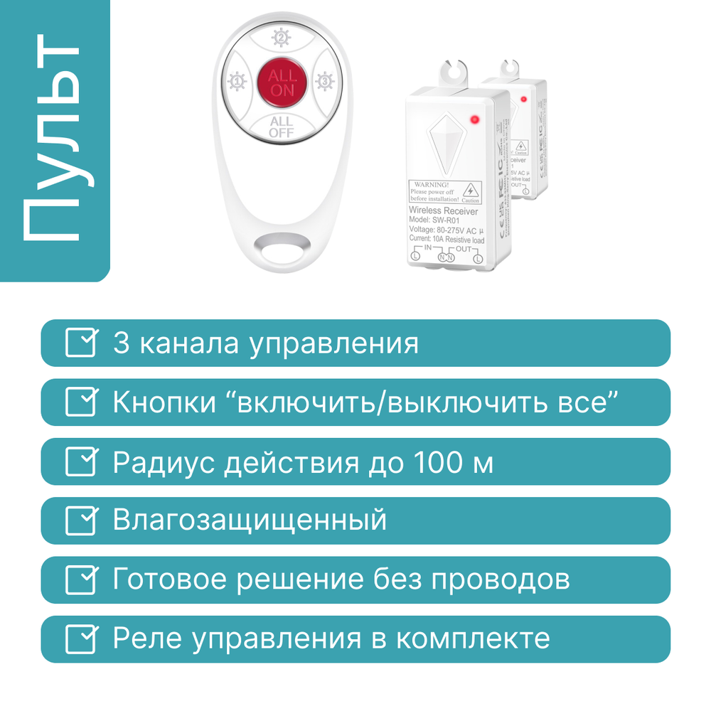 Пульт GRITT Practic SX 3кл. комплект: 1 пульт, 2 радиореле 1000Вт
