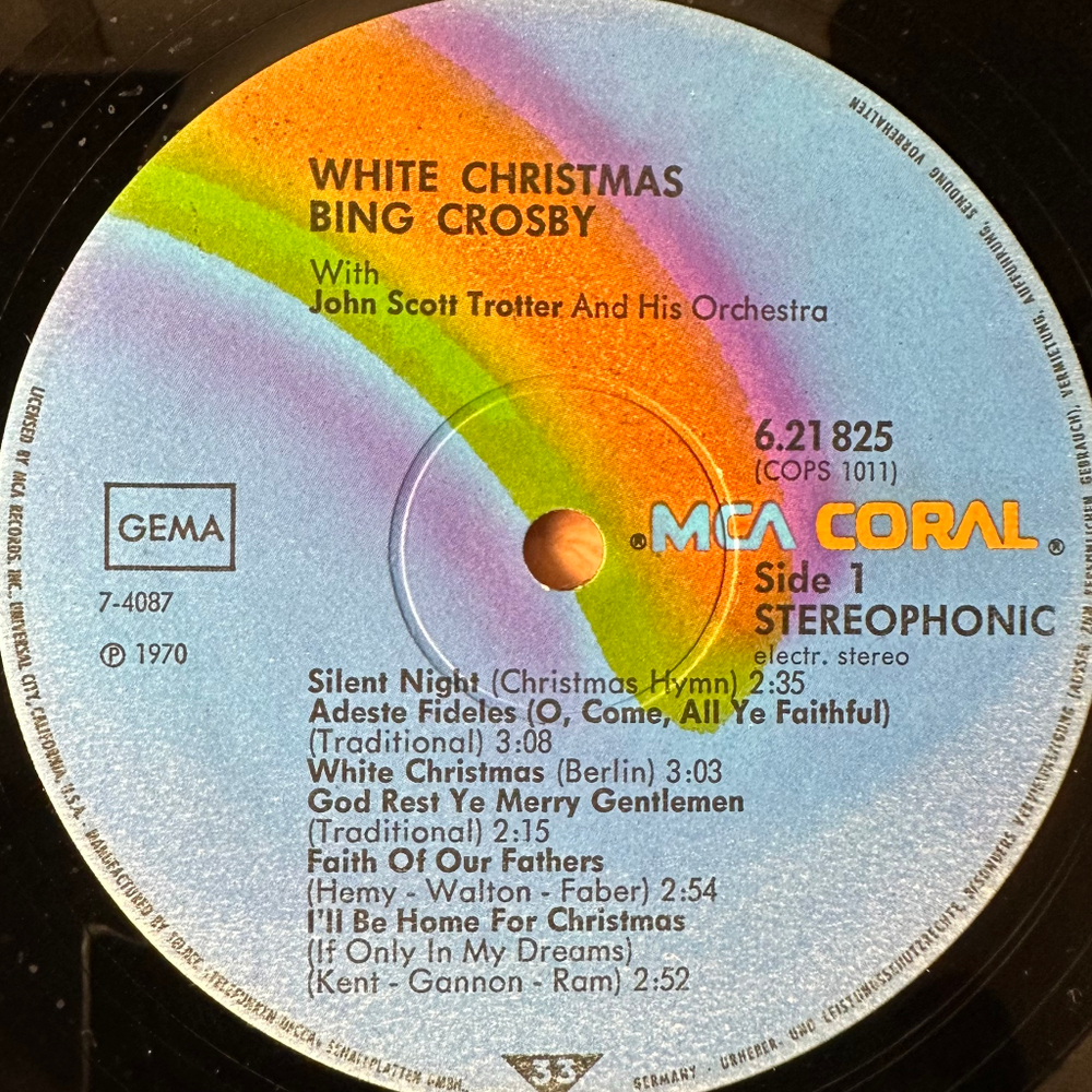 Bing Crosby ‎– White Christmas (Германия 1975г.)