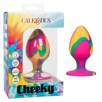 Яркая анальная пробка Cheeky Large Tie-Dye Plug - 9 см. (Цвет: разноцветный)
