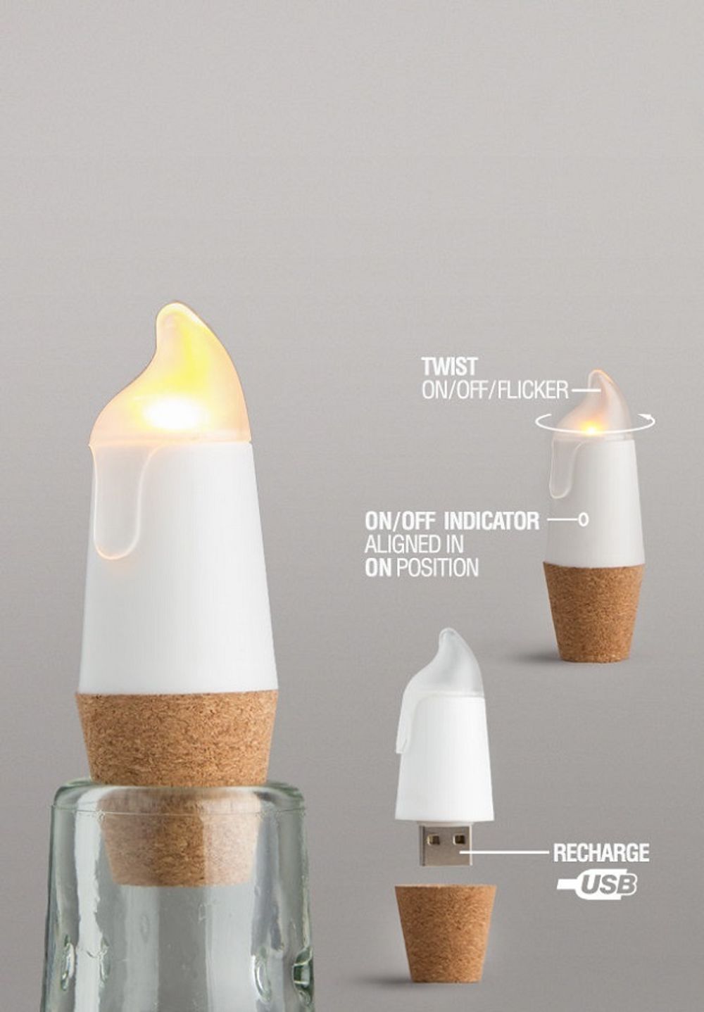 Пробка для бутылки Bottlelight с подсветкой и USB