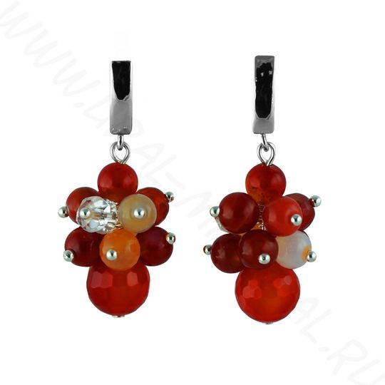 Серьги из сердолика и горного хрусталя