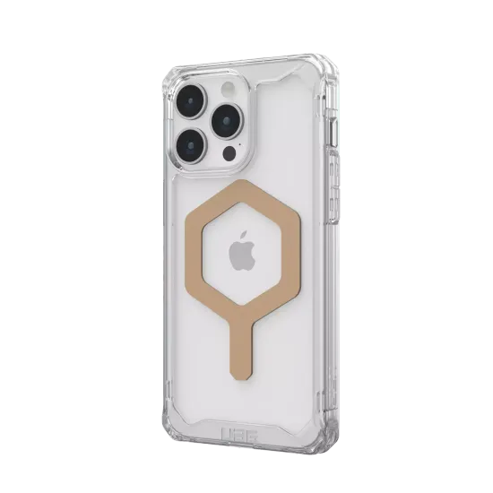 Чехол с поддержкой MAGSAFE Uag Plyo для iPhone 15 Pro MAX 6.7", цвет прозрачный/золото (Ice/Gold)