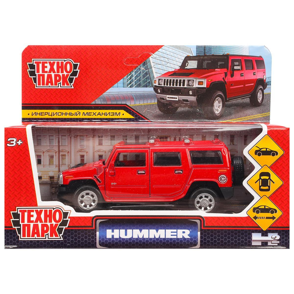 Модель ин. мет. "Hummer H2" 12см. открыв. двери, красный HUM2-12-RD (Технопарк)